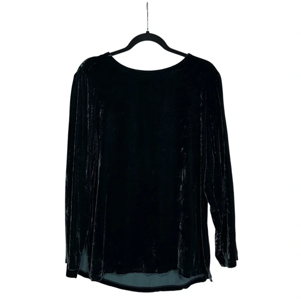 Eileen Fisher Sz Med Wrap Skirt & Top Green Teal Velvet Silk Blend Two Pc Set